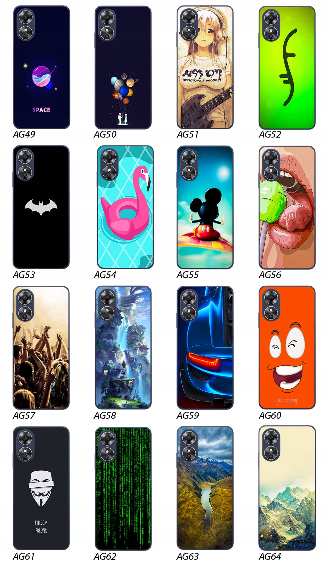 ETUI PLECKI FOTO Case OBUDOWA Pokrowiec JAKOŚĆ WZORY SZKŁO 9H do Oppo A17 Dedykowany model Oppo A17