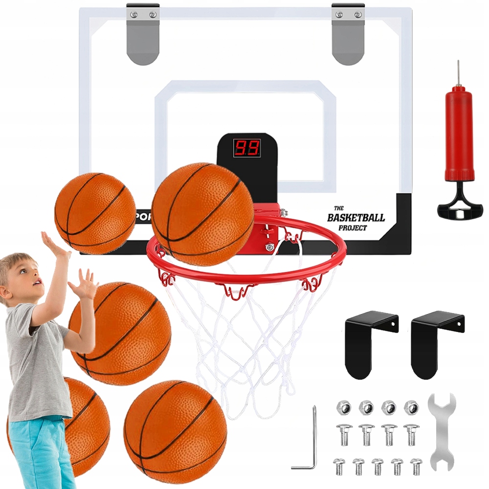 Mini Nástěnný Basketbalový Stojan Se 4 Basketbalovými Míčky