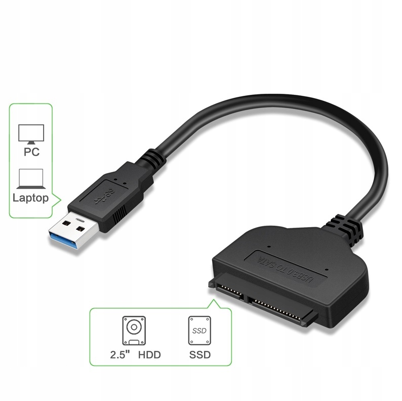ADAPTER KABEL PRZEJŚCIÓWKA USB 3.0 SATA 3 22 PIN DYSK SSD HDD KOŃCÓWKA USB Producent Inna