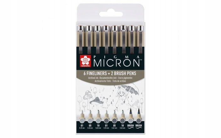 Sada Pigma Micron Grey 6+2 Br