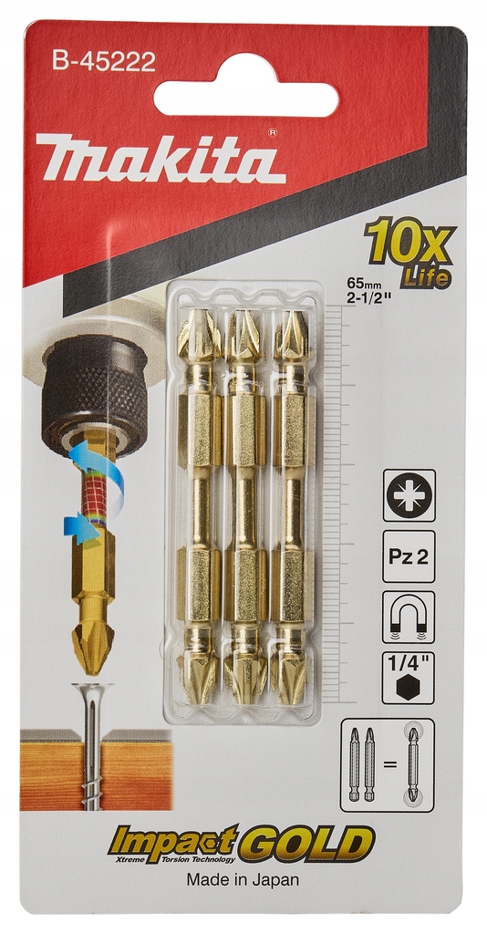 

Makita B-45222 Podwójna Końcówka Bit PZ2 65mm