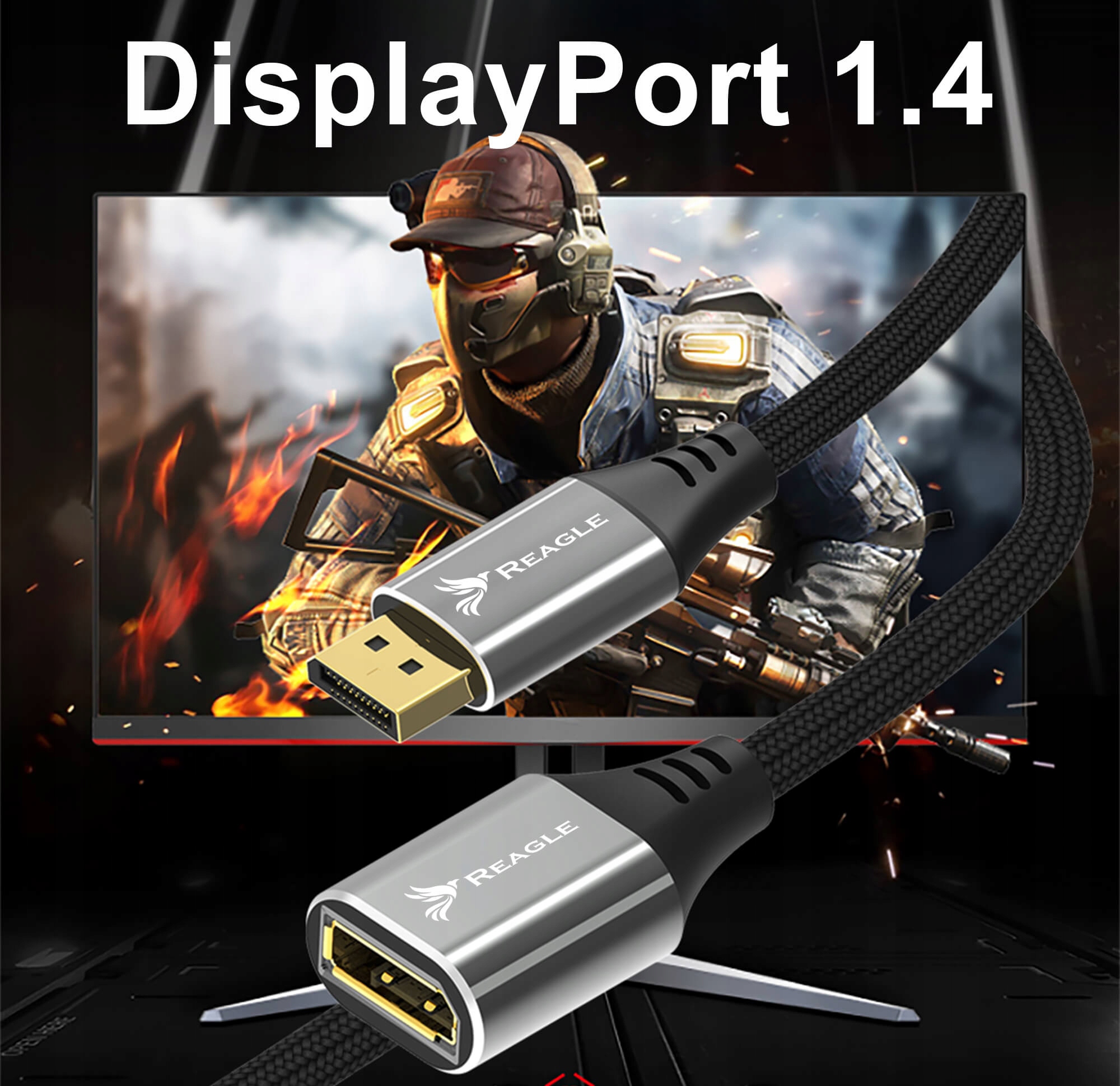 Przedłużacz DisplayPort 1.4 DP 8K 4K@144Hz 50 CM Marka Reagle