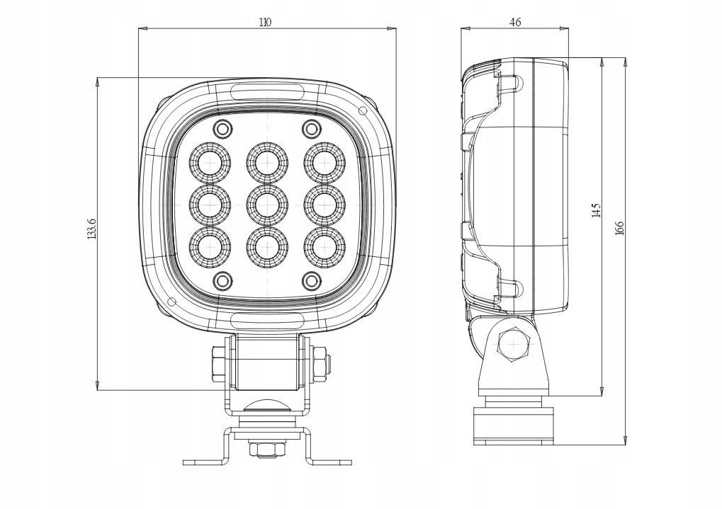 LAMPA ROBOCZA 12-24V LED ROZPROSZONE WAŚ 1464 Producent części WAŚ