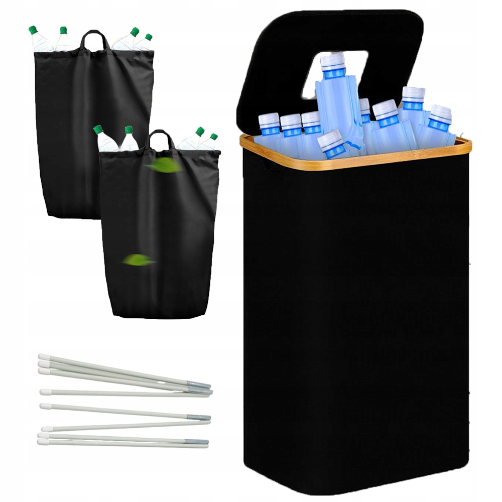 Vnitřní Recyklační Koš S Víkem 100 L, Černý Na Lahve