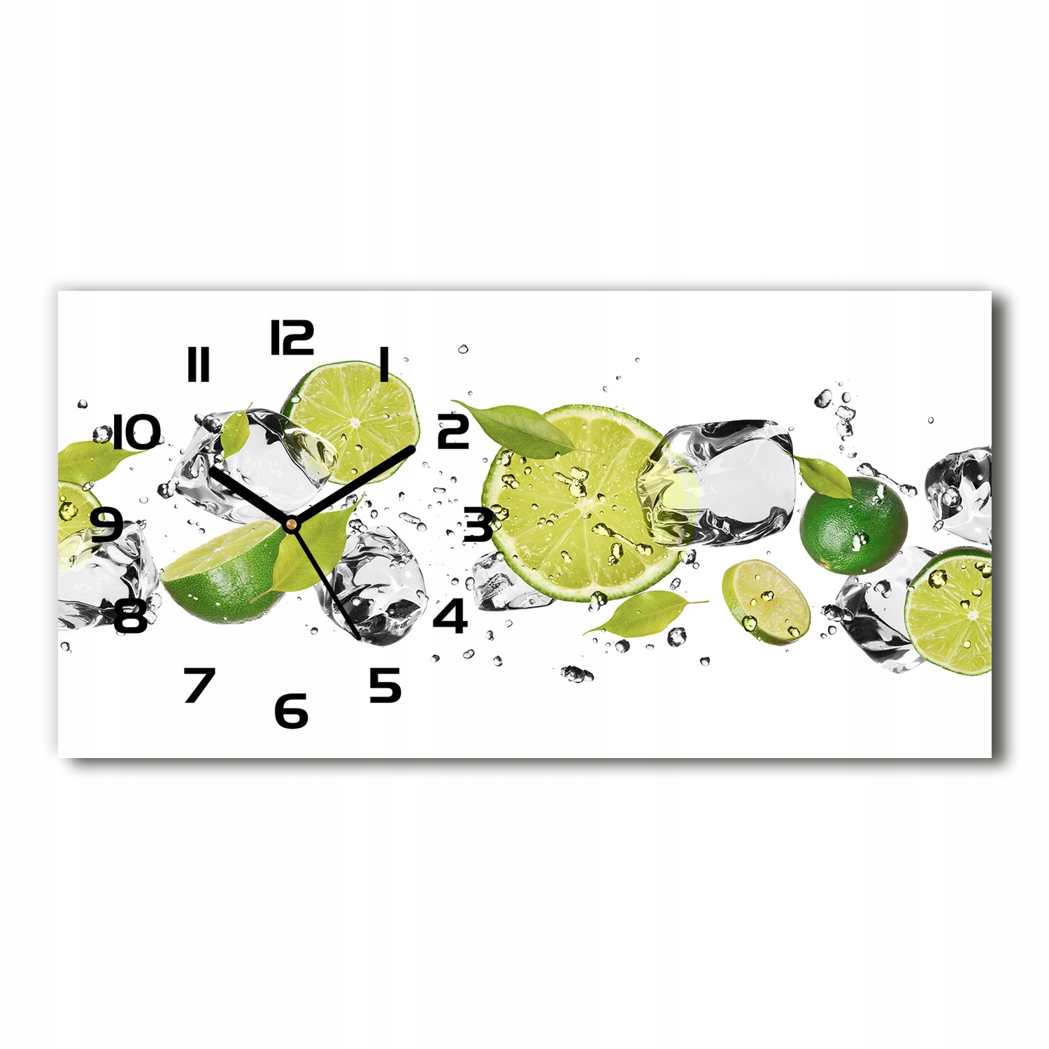 

Zegar ścienny szklany cichy Limonka i woda 60x30cm