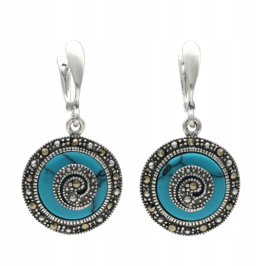 Náušnice s markýzami a tyrkysovým stříbro