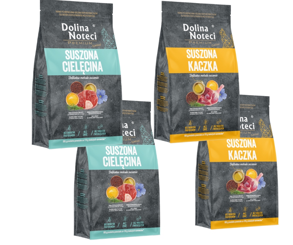 Levně Krmivo pro kočky Dolina Noteci sterilised telecí a kachní maso sada 4x2kg