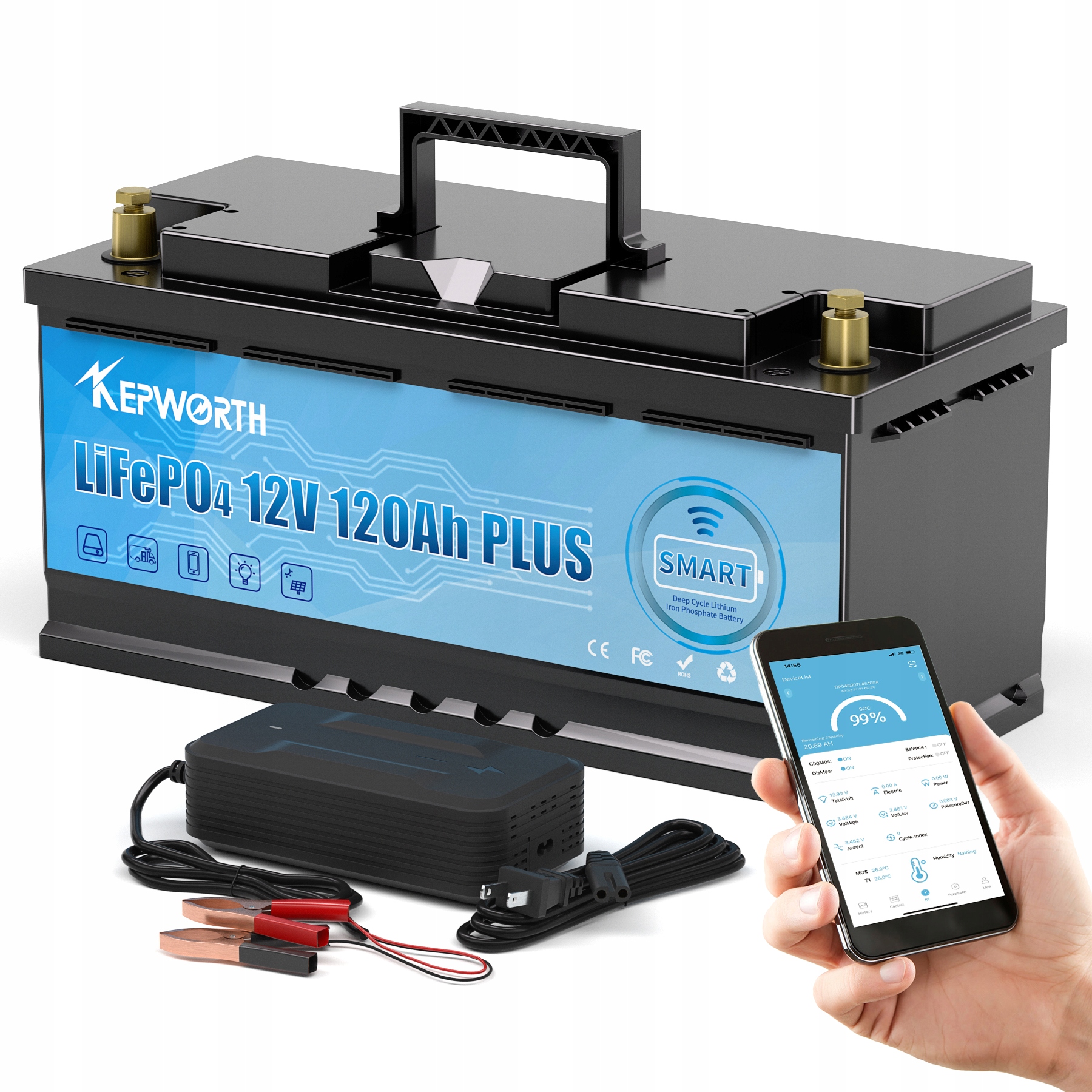 Akumulátor LiFePO4 Kepworth 12V 120Ah 120000 mAh Bluetooth