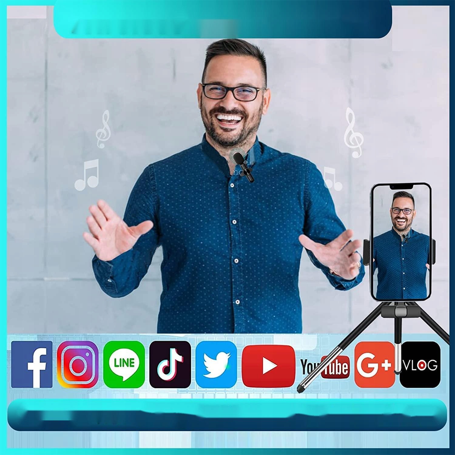 BEZPRZEWODOWY 2X MIKROFON KRAWATOWY DLA IOS IPHONE Model 6riei65