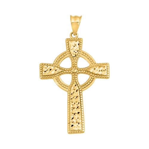 Zlatý keltský kříž 585 Gravírovaný jako dárek Zadní strana lisovaná bez kamenů