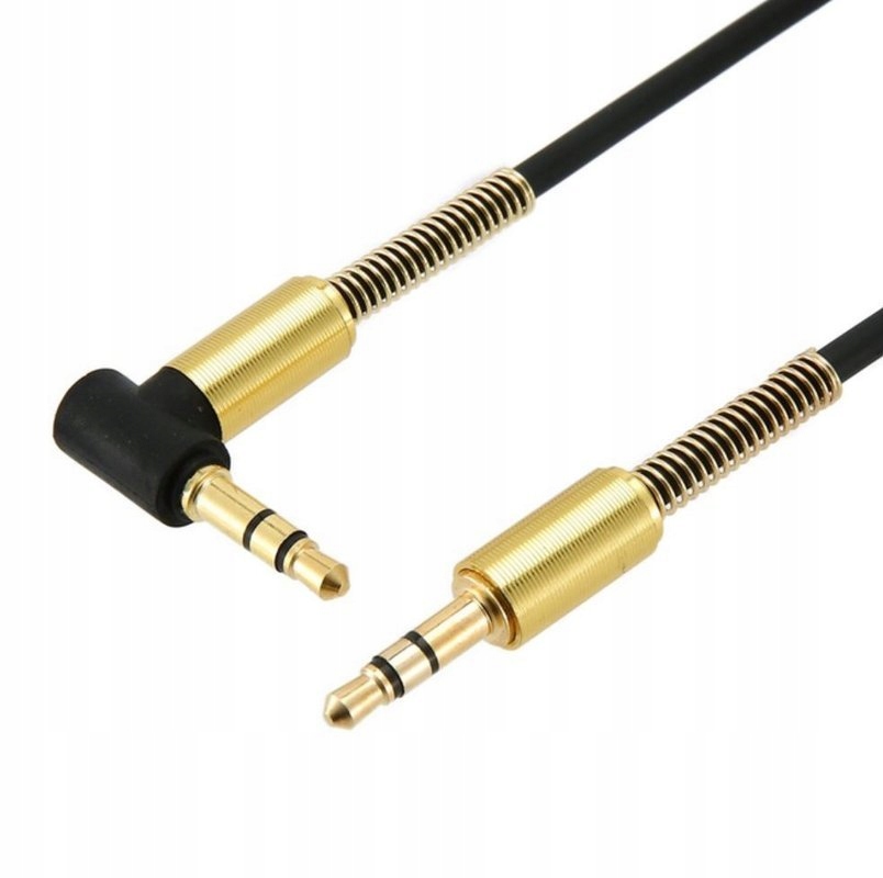

Kabel Kątowy Jack 1M Aux Mini Sprężynowy Gold Hq
