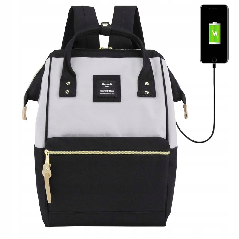 Wro Damski plecak szkolny Himawari 9001 Usb #11 czarno-szary