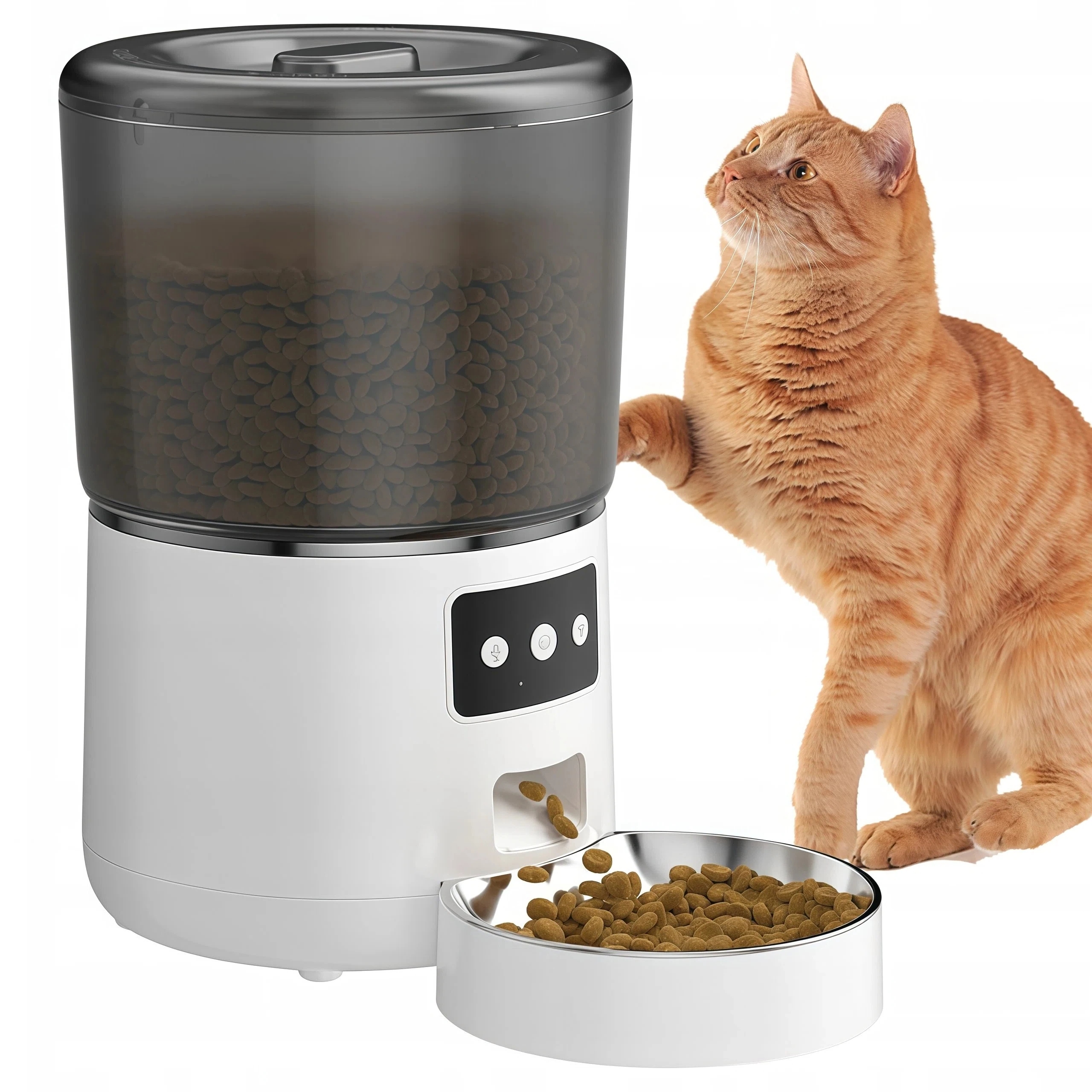 Levně Podavač Miska 4 L Wifi 1-9 Porcí 6-10 G Pro Suché Krmivo Pro Kočky A Psy