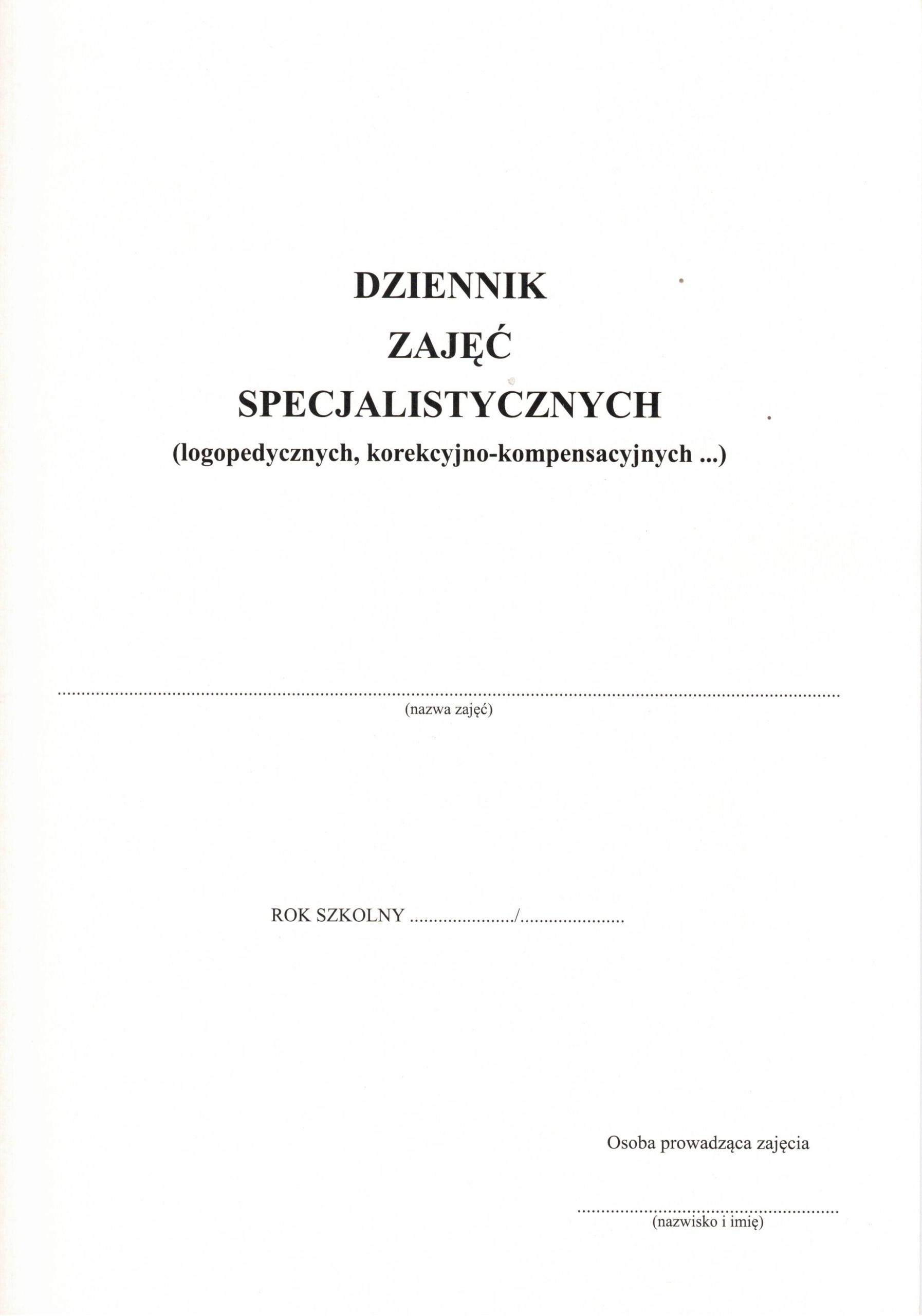 

Dziennik zajęć specjalistycznych (logopedycznych)