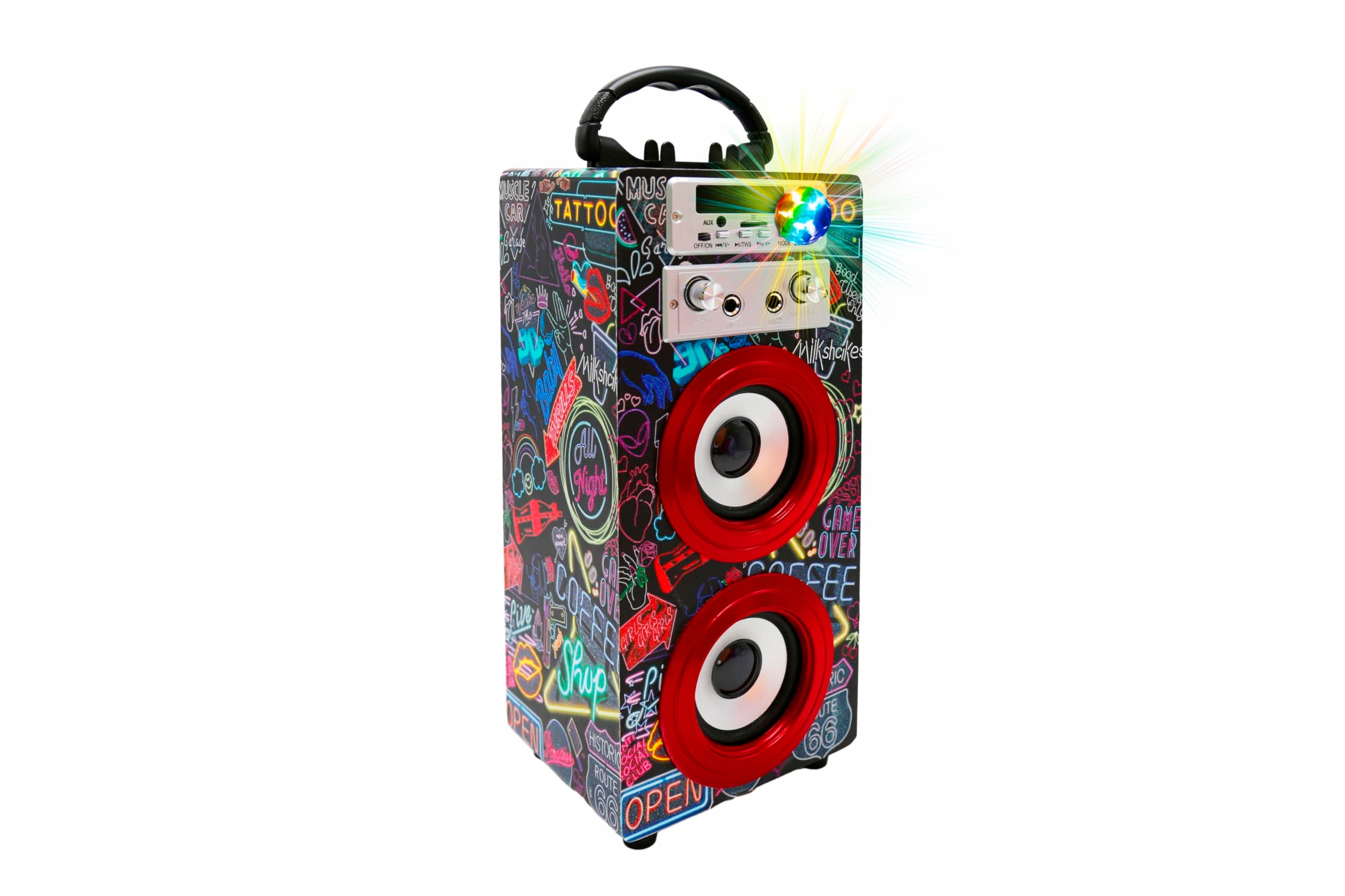 DYNASONIC Karaoke Dla Dzieci Z Mikrofonami Bluetooth USB SD Lampa — miniatura 3