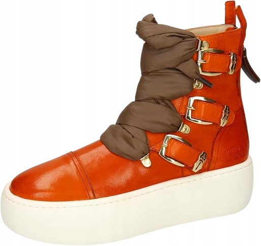 Melvin & Hamilton Kotníkové Boty Oranžové S Pruhy A Puf Rukávy 39 3DB