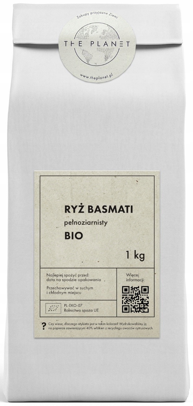 2x Rýže Basmati Plenozrnná Bio 1 kg The Planet