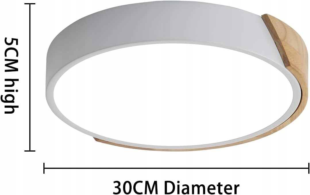 LAMPA SUFITOWA PLAFON LED OKRĄGŁE DREWNO 24W 6000K Długość/wysokość 6 cm