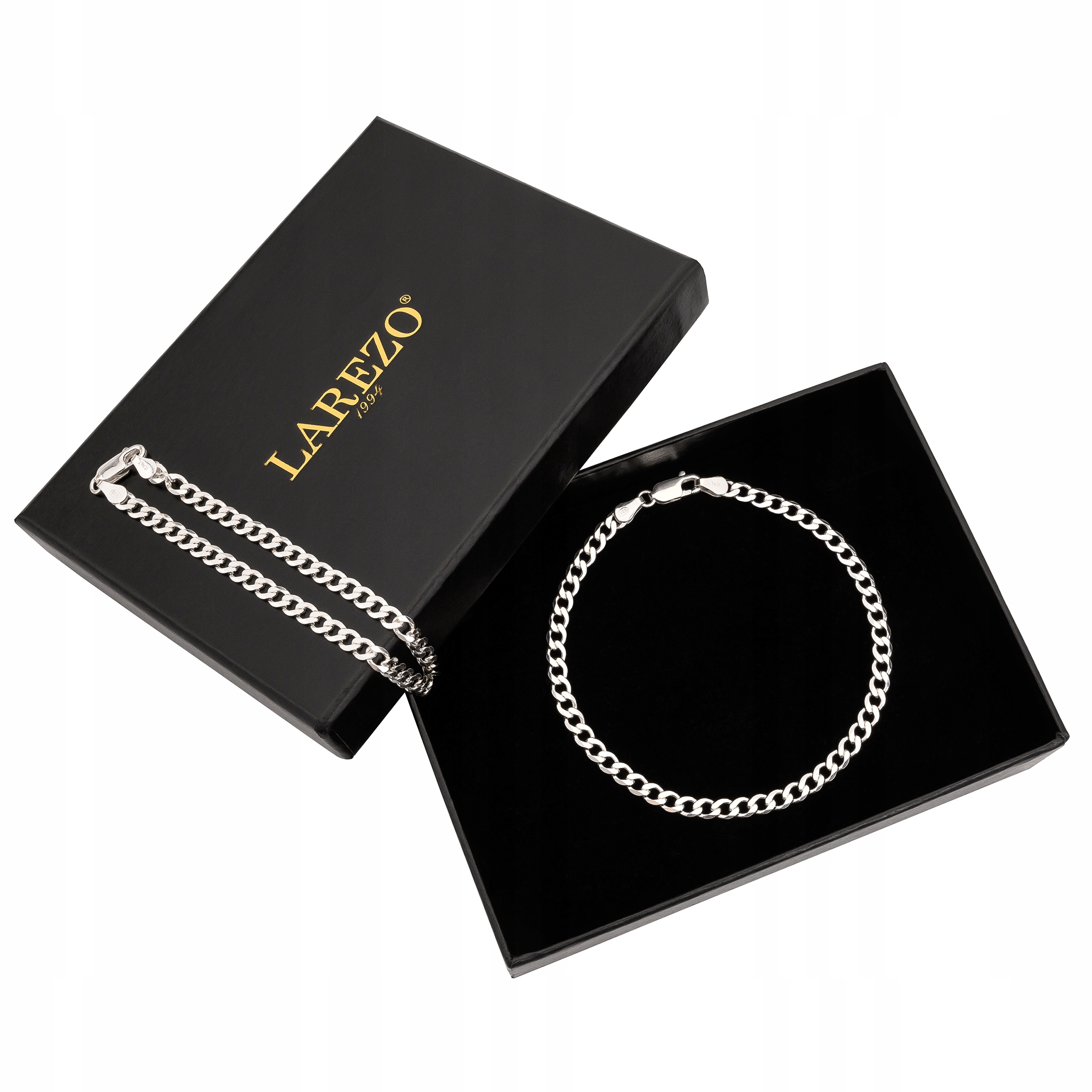 Stříbrný náramek 925 Pánský Dlouhý 21 cm Plný Silný Pancíř Široký 4 mm