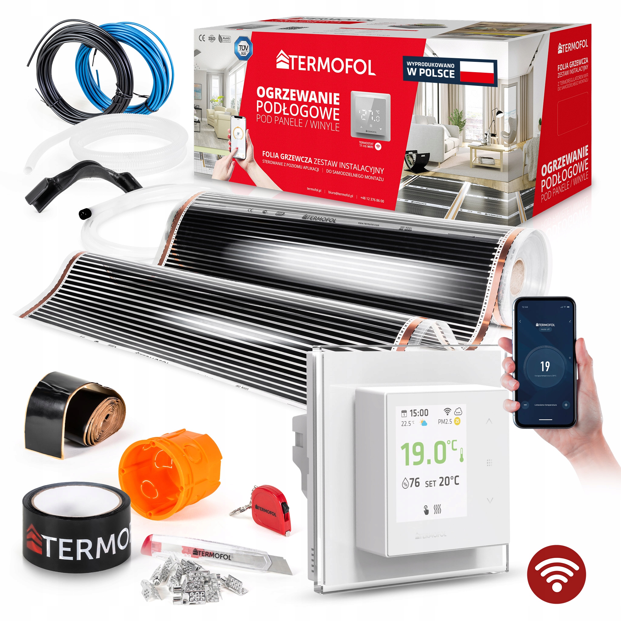 Vykurovacia Fólia Sada Infračervená Výkon 220 W 100 cm, obvod 3 m² H7 White WiFi