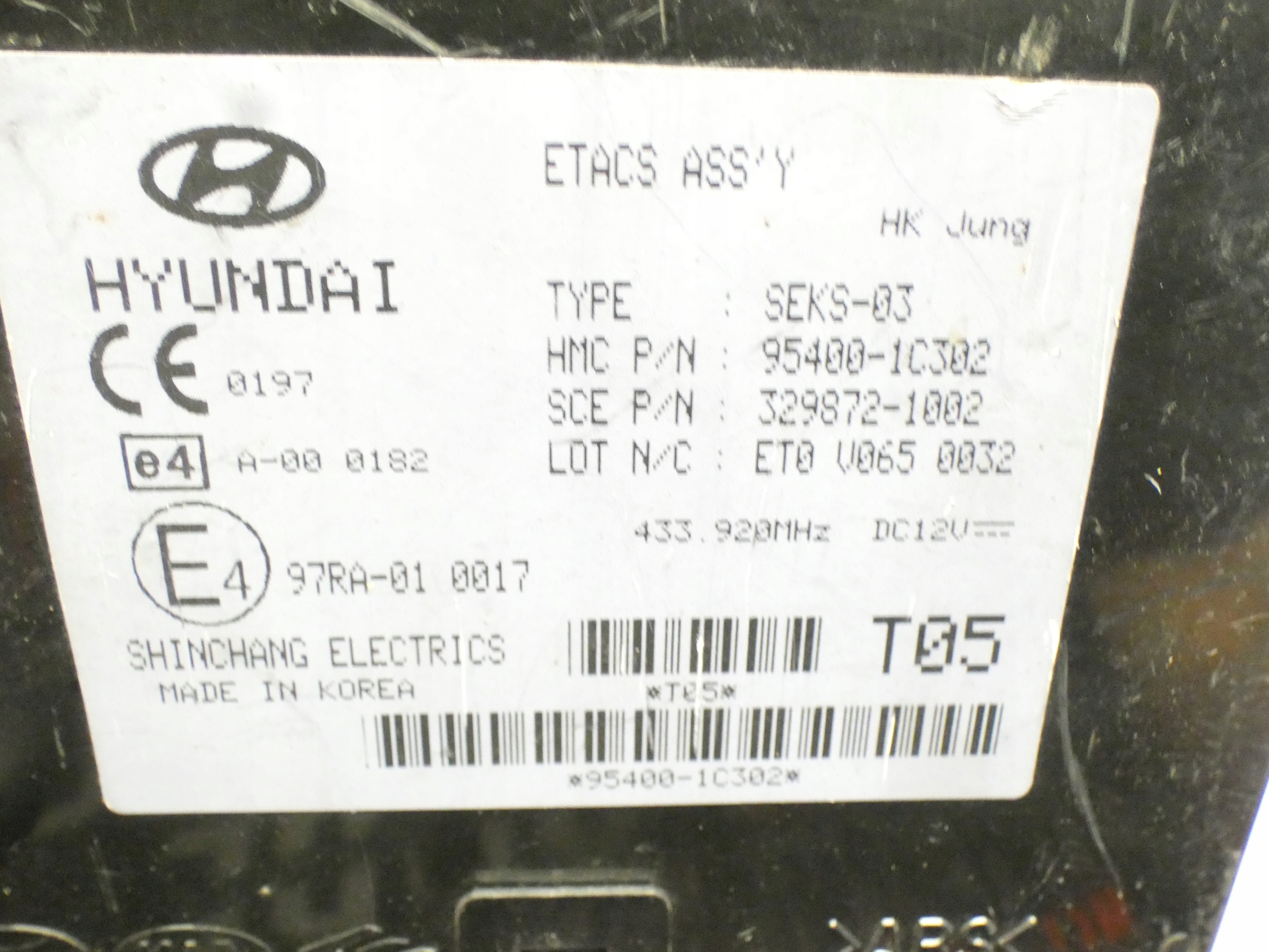 module control unit BSI HYUNDAI GETZ 02-10 95400-1C302
