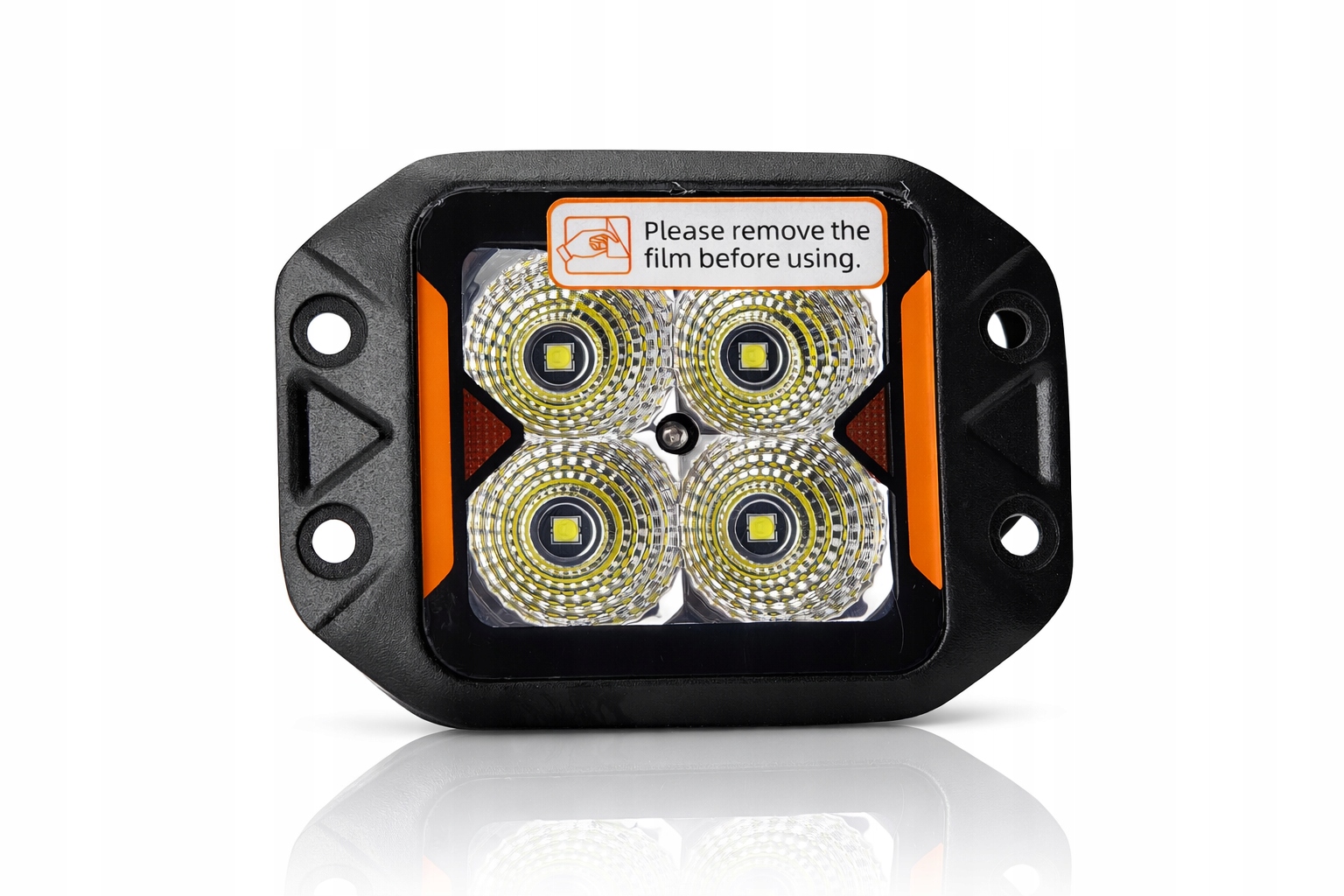Lampa cofania LED 20W Flood + obrysowa pomarańczowa montaż w zderzak