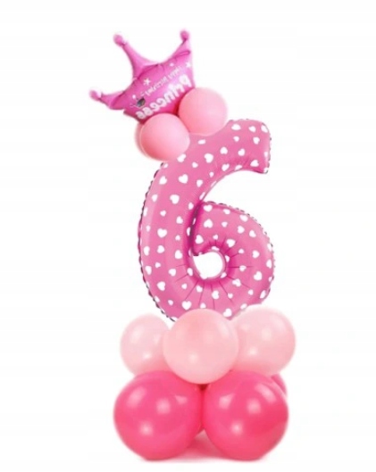 

Zestaw balonów na 6 urodziny różowe