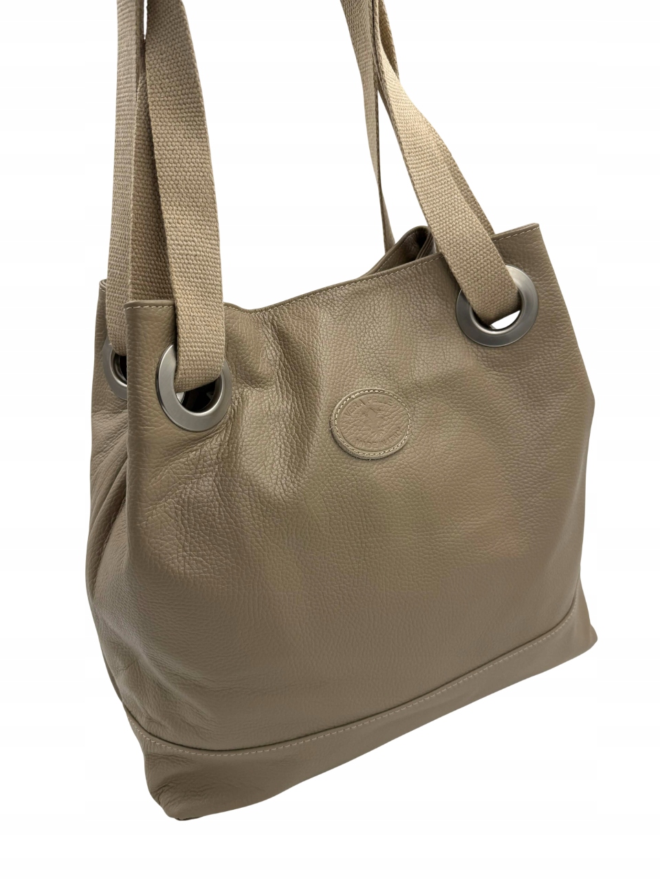 Dámská kabelka Vera Pelle z přírodní semišové kůže, shopper bag, béžová