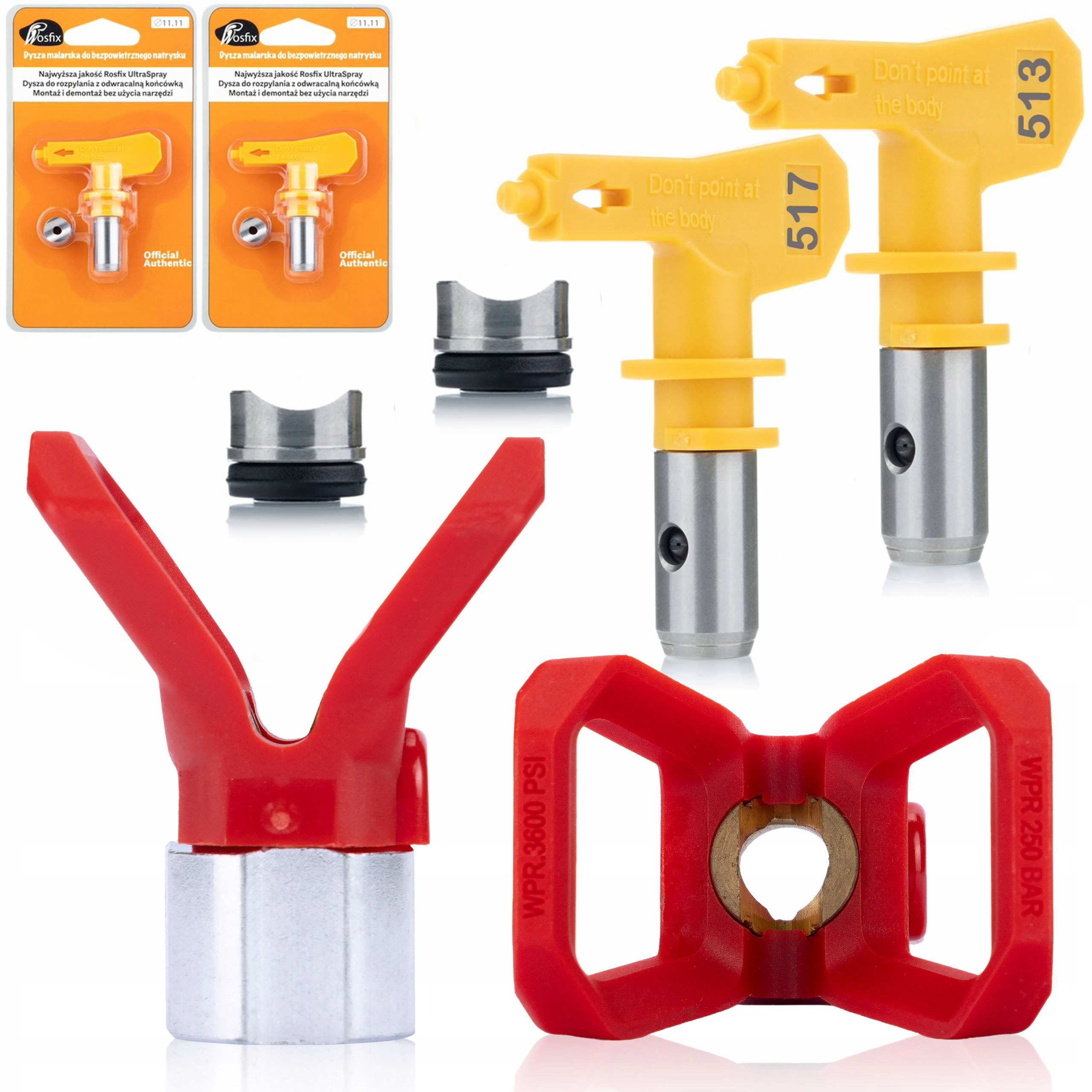 OSŁONA DYSZY GŁOWICA DO AGREGATU MALARSKIEGO DYSZA 517 513 PISTOLET ROSFIX