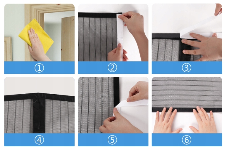 MOSKITIERA DRZWI MAGNETYCZNA ZASŁONA NA OKNO BALKONOWE 80x210 MAGNES KOMAR Kolor czarny