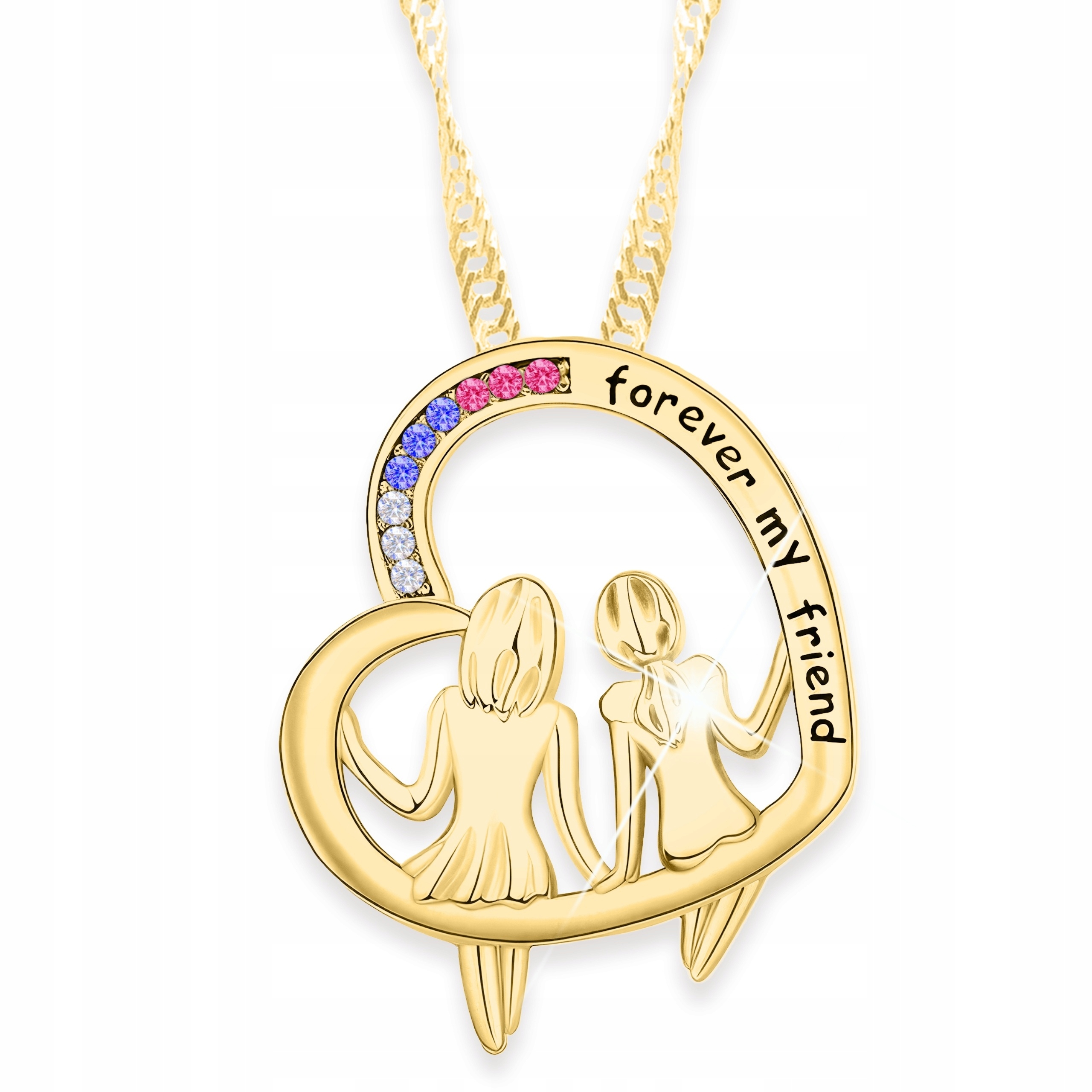 Zlatý náhrdelník Srdce kamarádky se srdíčkem Best Friends Stříbro 925