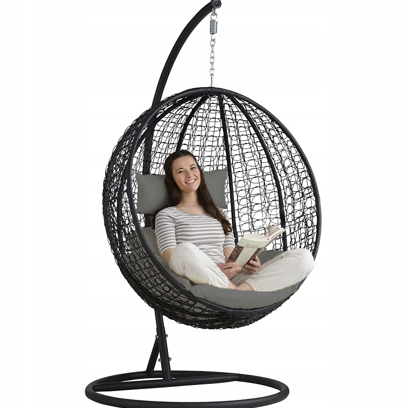 FOTEL KOSZ BUJANY WISZĄCY OGRODOWY Z PODUSZKĄ DUŻY