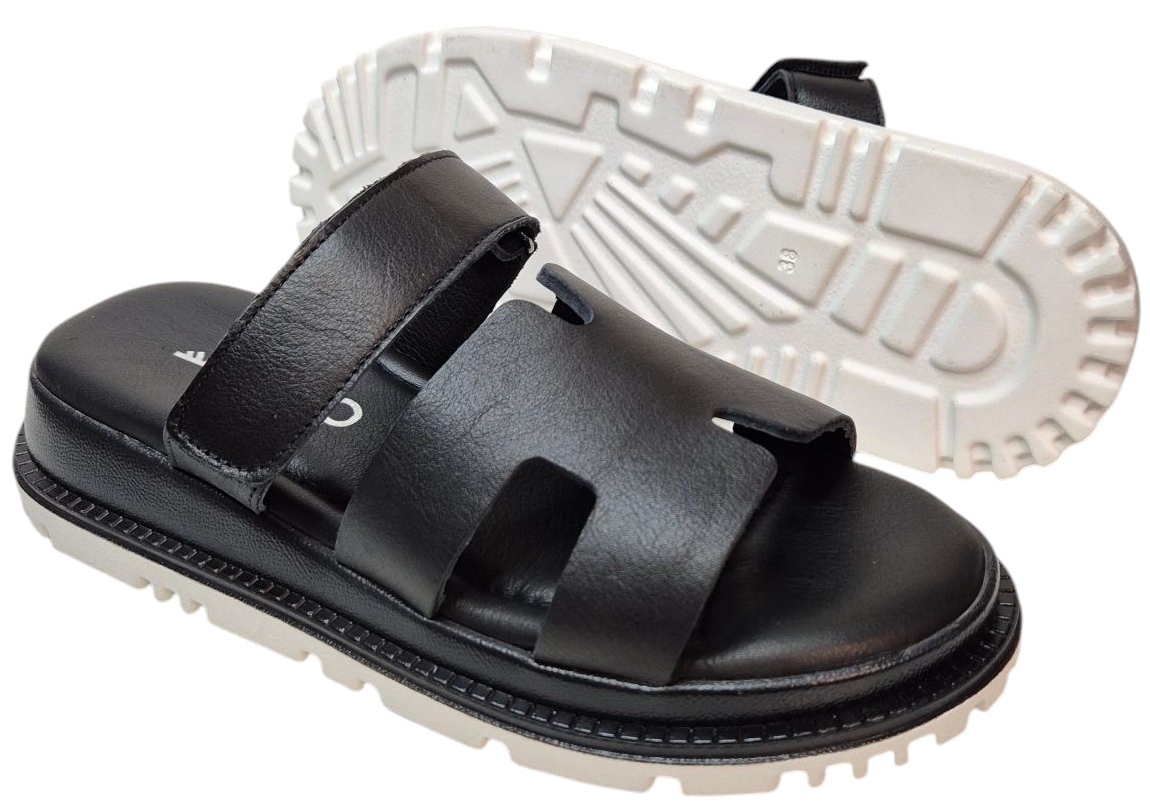 Modo Černé Nazouváky pantofle s nastavitelným páskem, velikost vel.