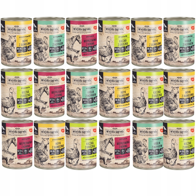 Wiejska Zagroda Karma mokra dla psa MIX Smaków 18x400g