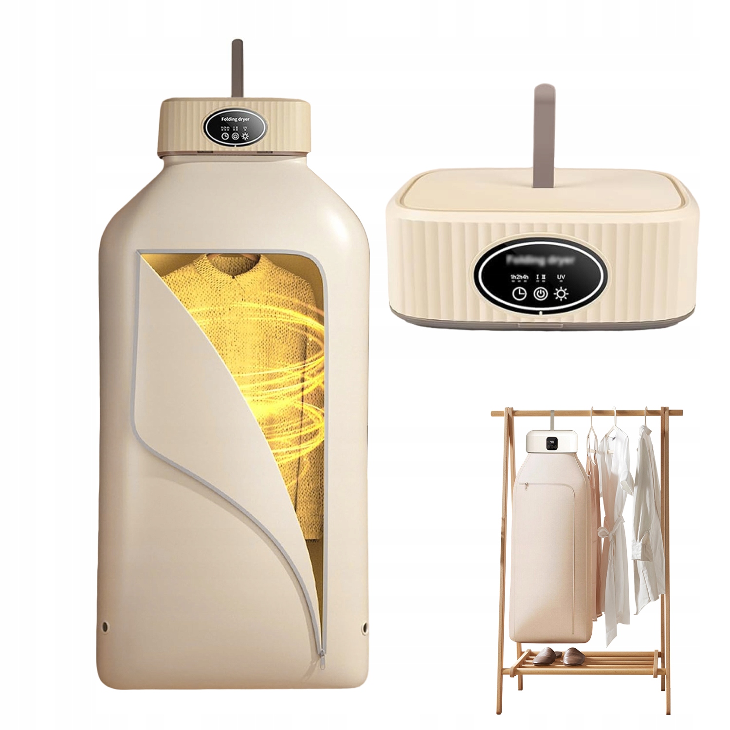 Levně Sušák na oblečení 600W Skládací S Cyklem 360° Uv Sterilizace 2 Rychlosti