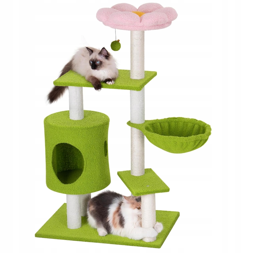 Aechonow drapak dla kota z 104 cm, wieża dla kota w kształcie kwiatów