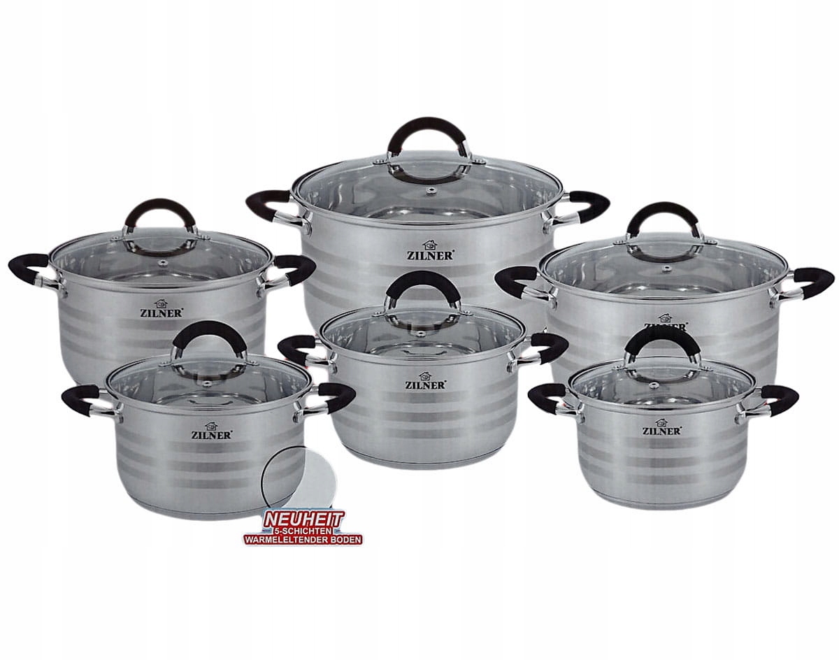 ZESTAW GARNKÓW STALOWYCH 12 ELE ZILNER ZL-8110 Kolor srebrny