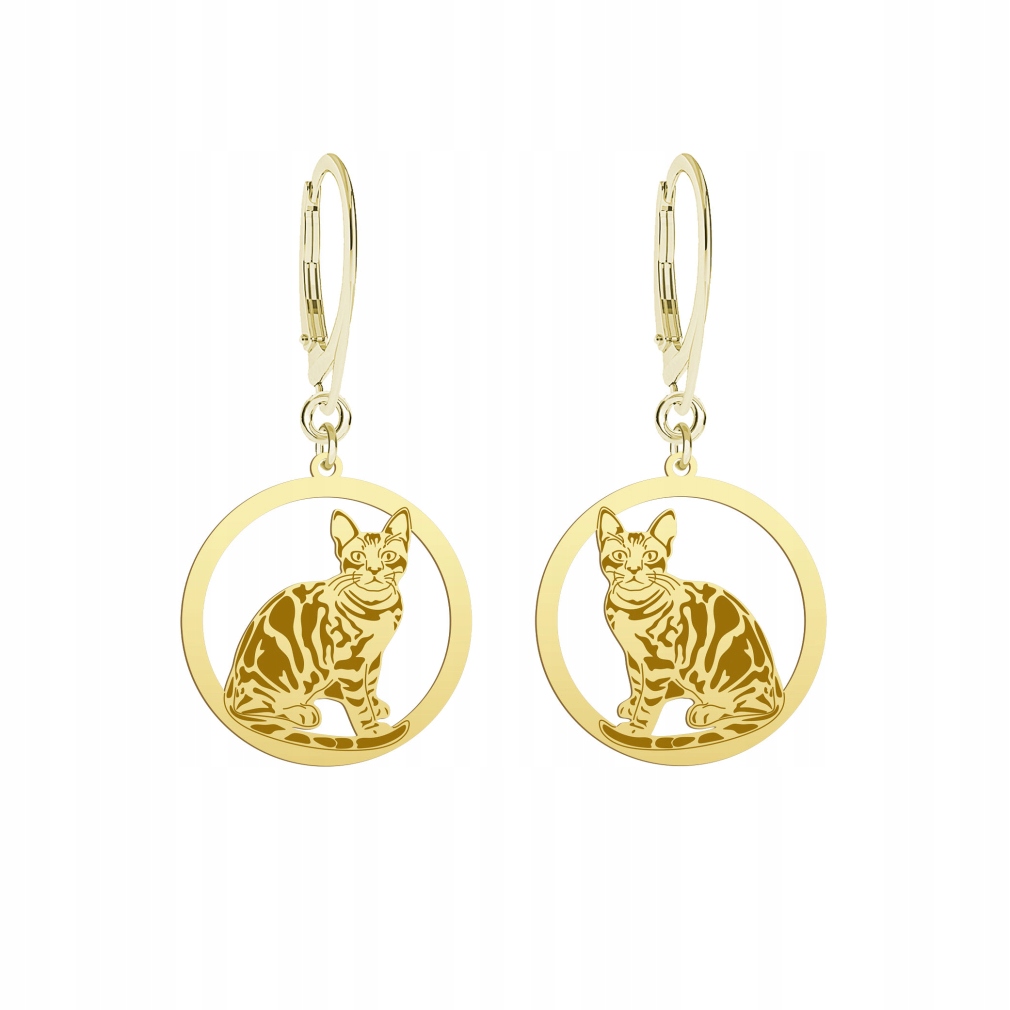 Náušnice Zlaté s Bengálskou kočkou 925 Dárek Šperky Žena Gravírování Bonus