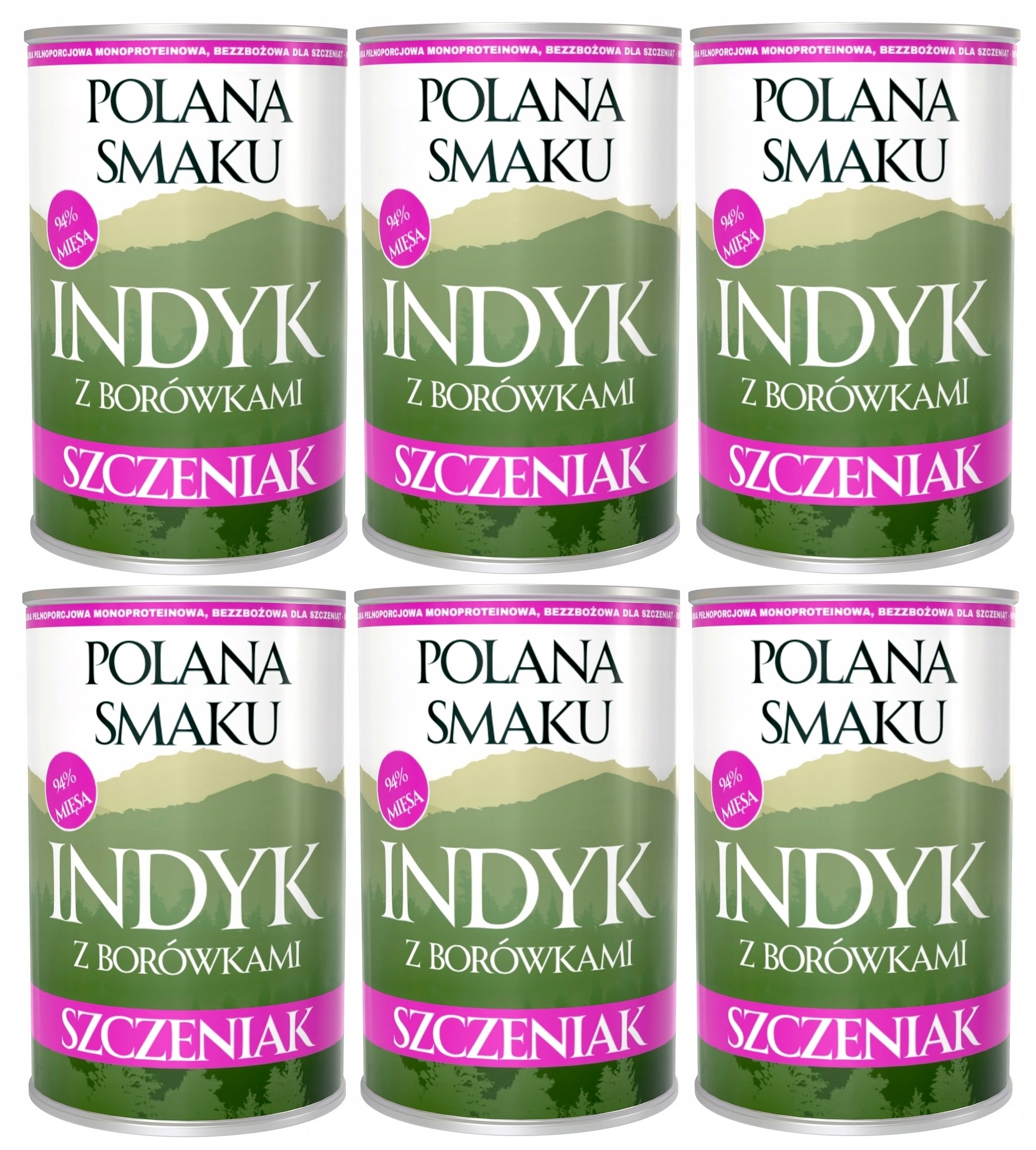 Polana Smaku Indyk Borówka 6x400G karma mokra dla szczeniąt