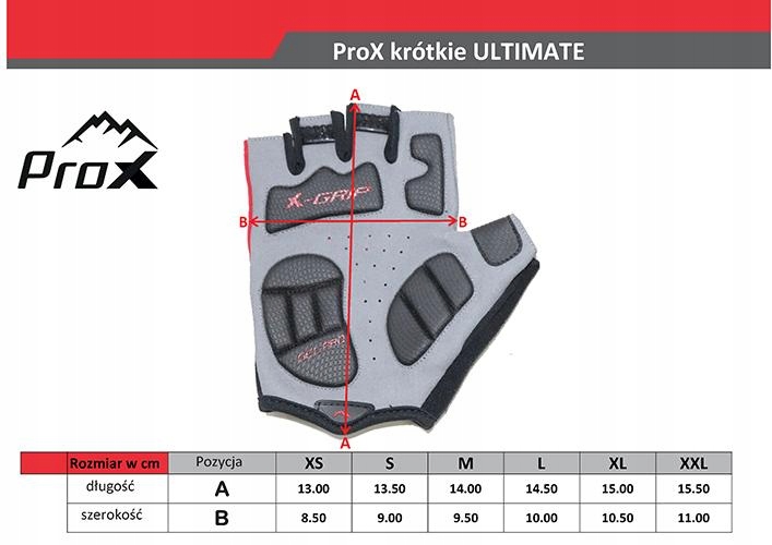 RĘKAWICZKI PROX ROWEROWE KRÓTKIE ULTIMATE XL GEL EAN (GTIN) 5905247009319