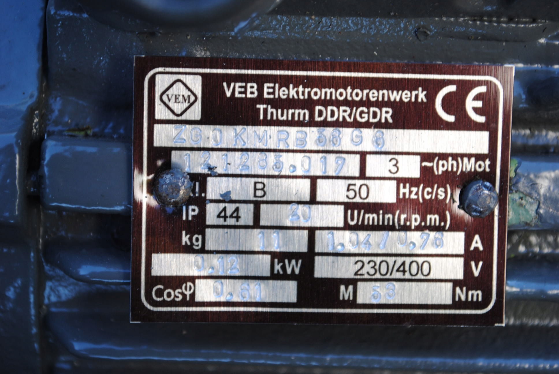 Motoreduktor kołnierzowy 0.12kw. 20obr./min. VEM Marka VEM