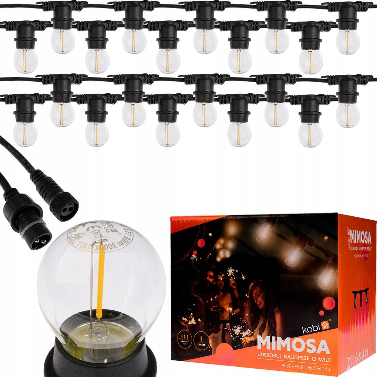 Venkovní zahradní girlanda Světelný řetěz 20 m 20x E27 Led žárovky 1,3 W