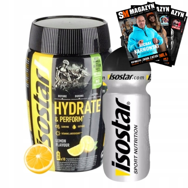 ISOSTAR BIDON NA WODĘ 650 ml + ISOSTAR KONCENTRAT WZROST ENERGII SIŁA 400 g