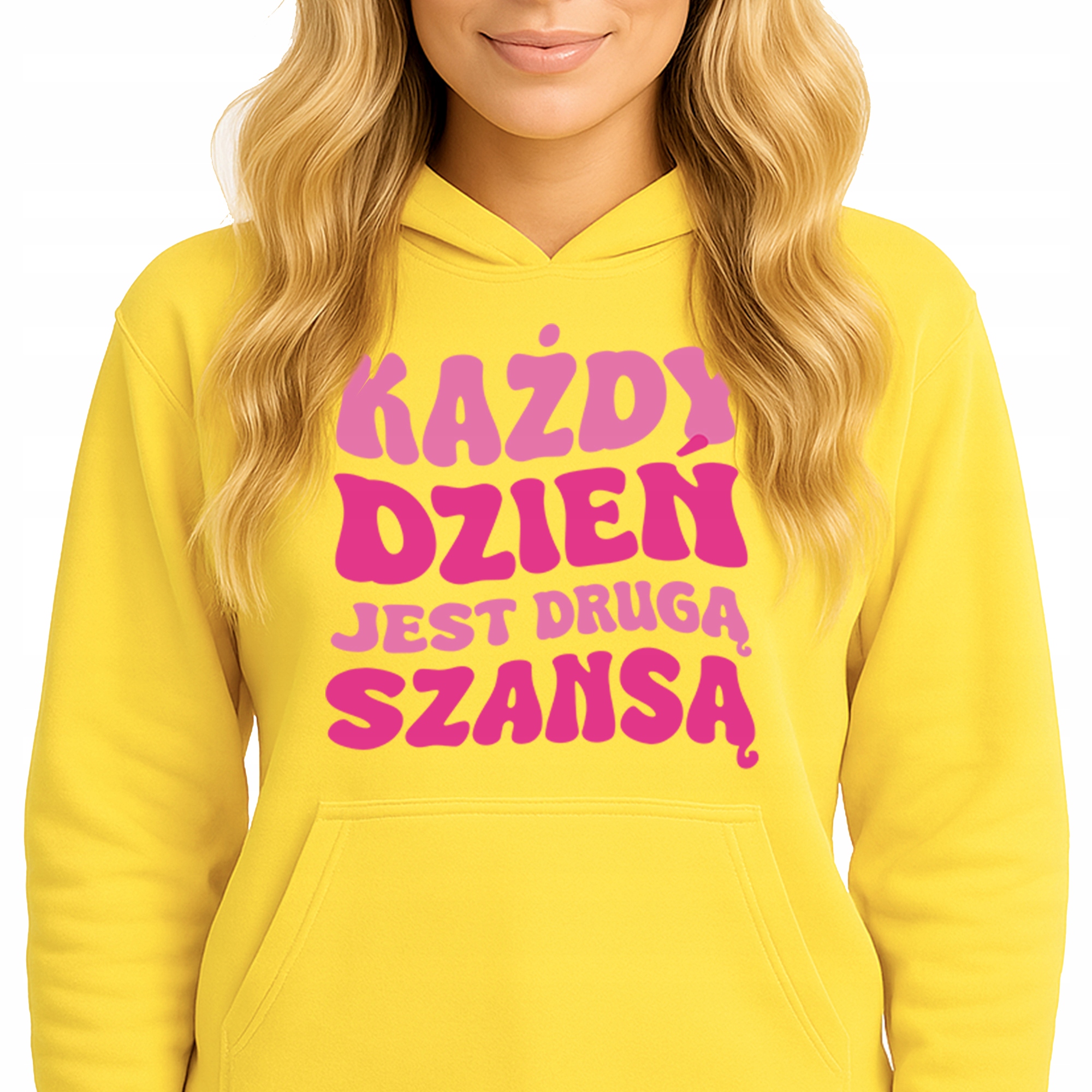 Mikina S Kapucí Žlutá bavlněná mikina na každý den je druhou šancí M