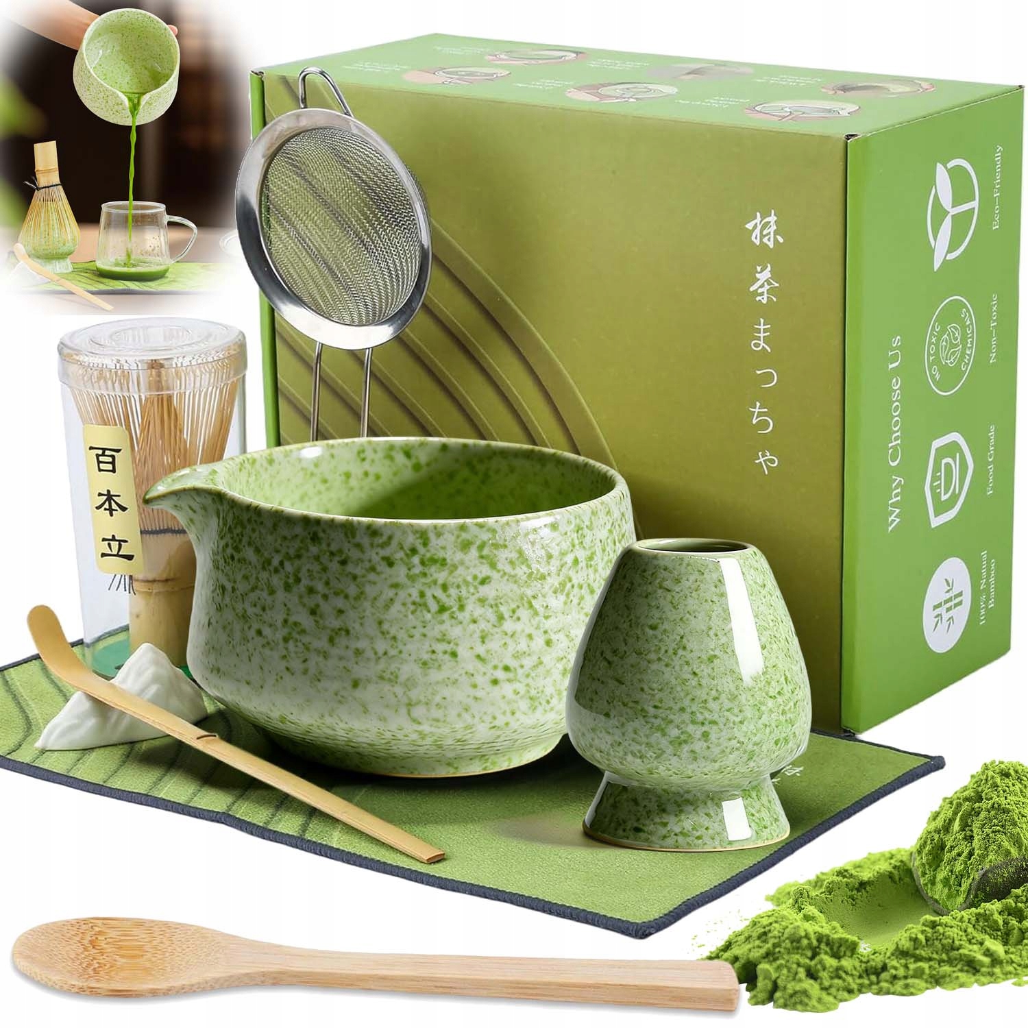 Chashaku Bambusowy Zestaw Prezentowy Do Herbaty Matchy Trzepaczka Łyżka