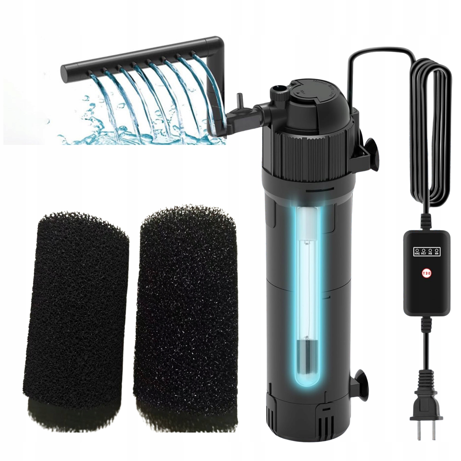 Vnitřní filtr 5v1 s Uv lampou 5W 500L/h, akvárium, regulace odstraňuje řasy