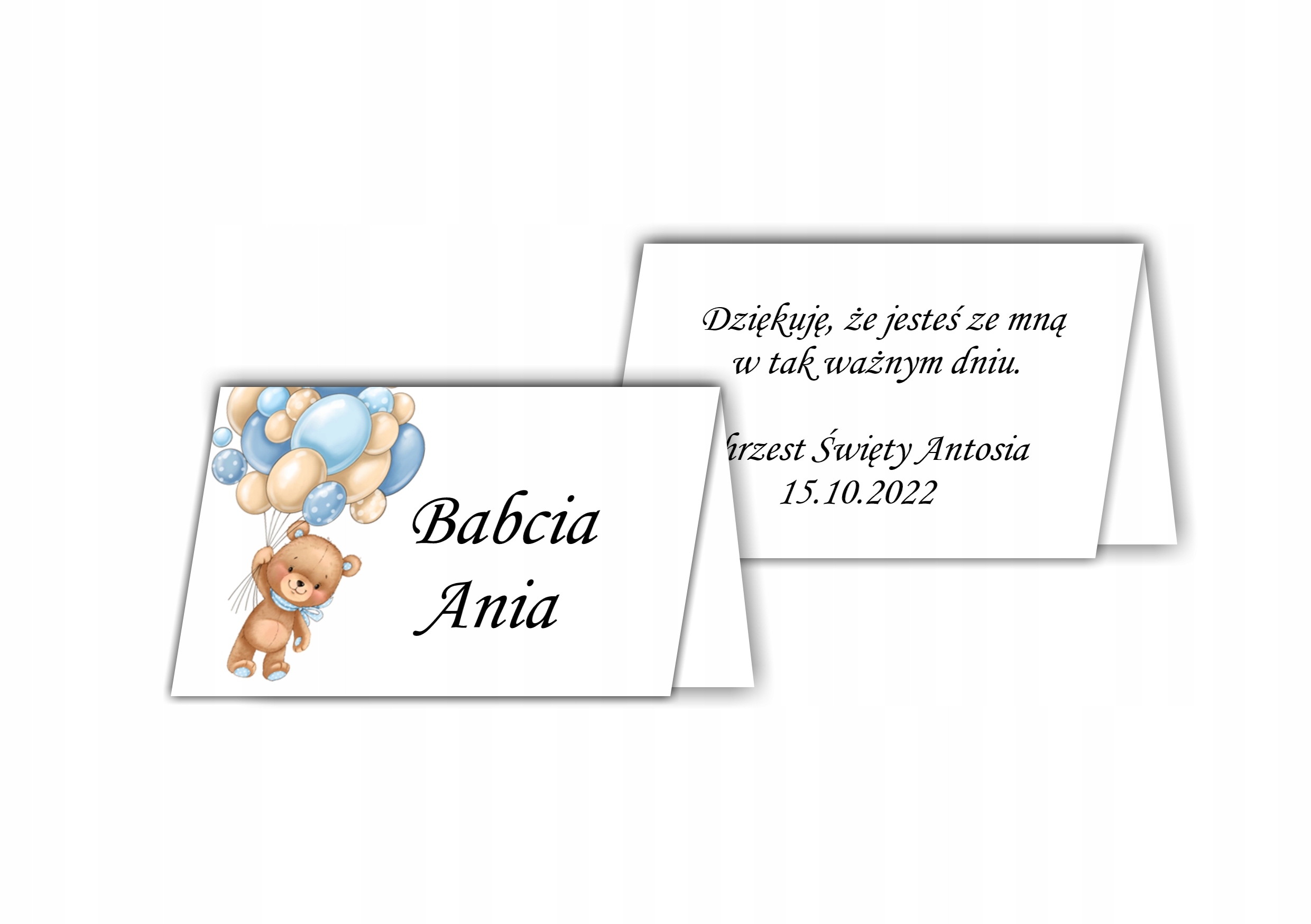 Winietki dwustronne na CHRZEST ŚWIĘTY + miś Marka inna