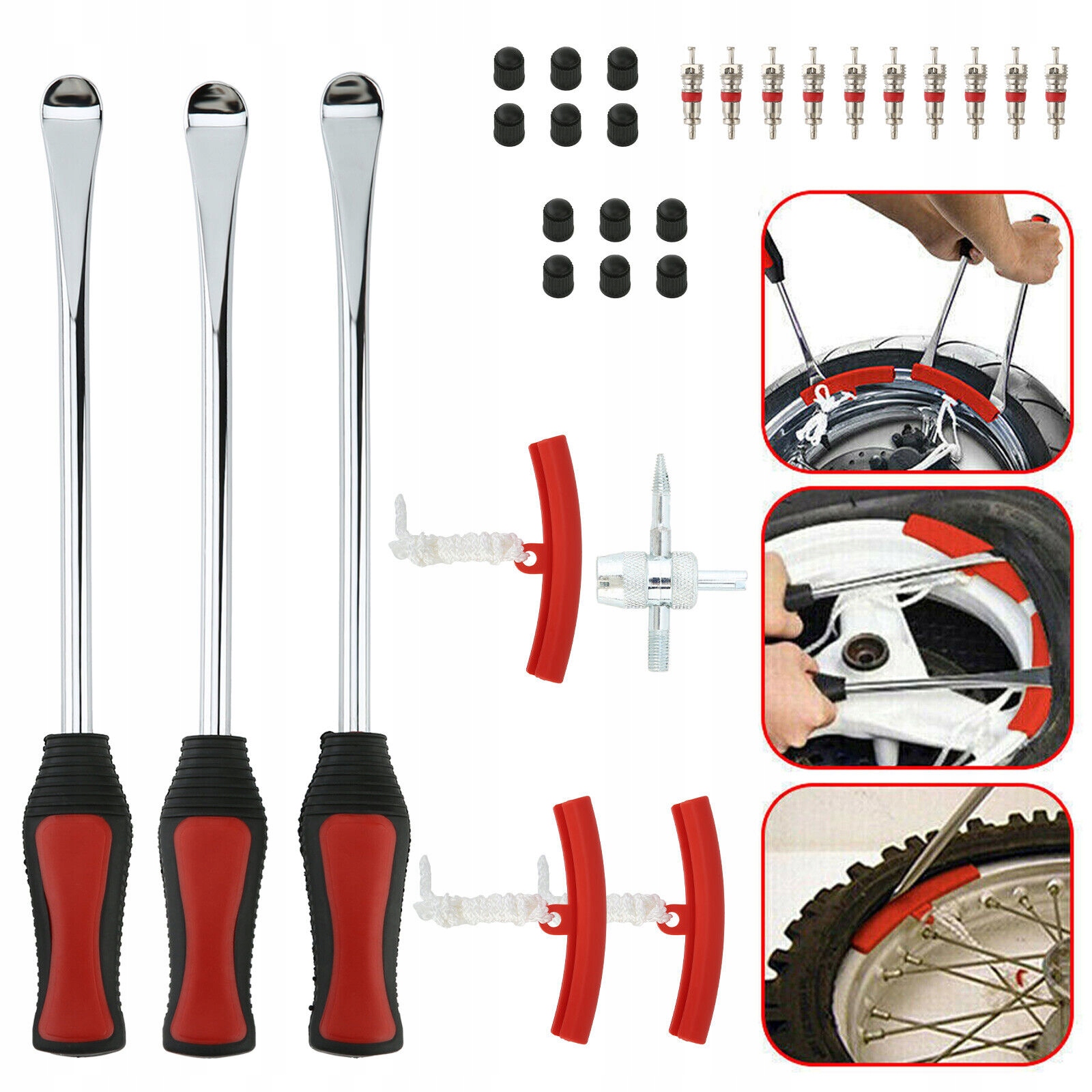 37CM Łyżki montażowe do opon motocyklowych KOMPLETNY ZESTAW - 29 ELEMENTÓW Marka bez marki