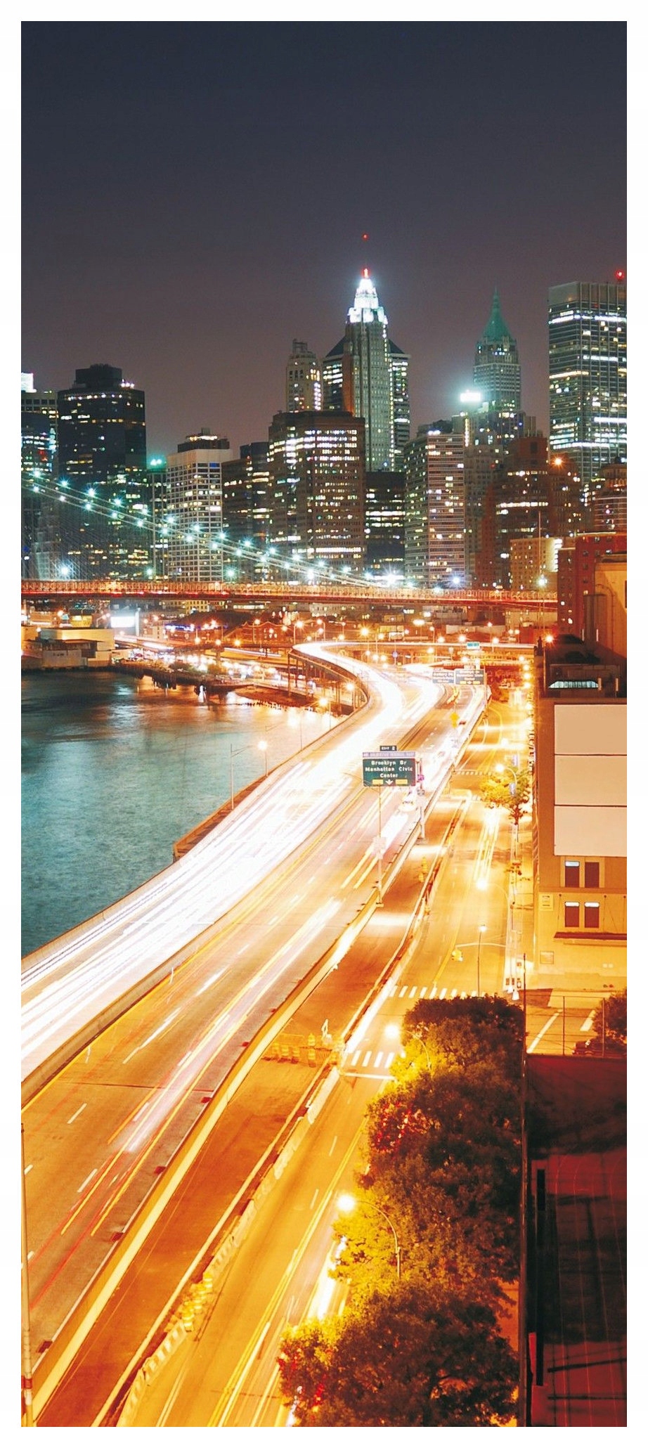 Samolepka Fototapeta Brooklynský most v noci New York městská světla 91x211