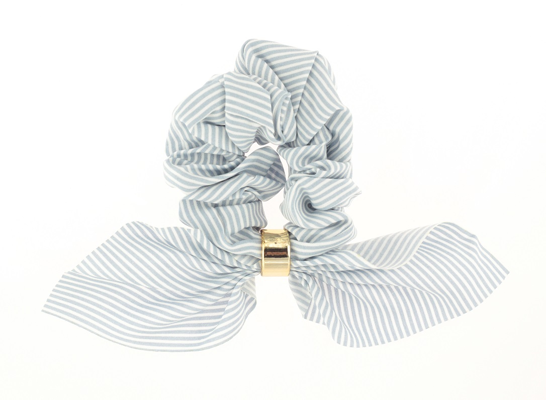 

Gumka Do Włosów Scrunchie Kokarda Paski Błękit
